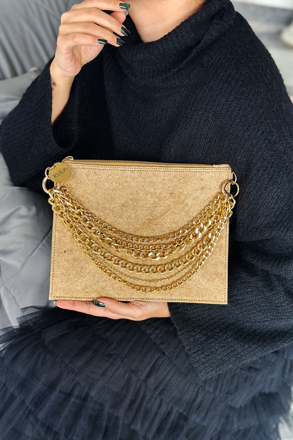 Rani Haar Vegan Handbag in Desert Brown | Luxury Coconut Leather Bag by KULA