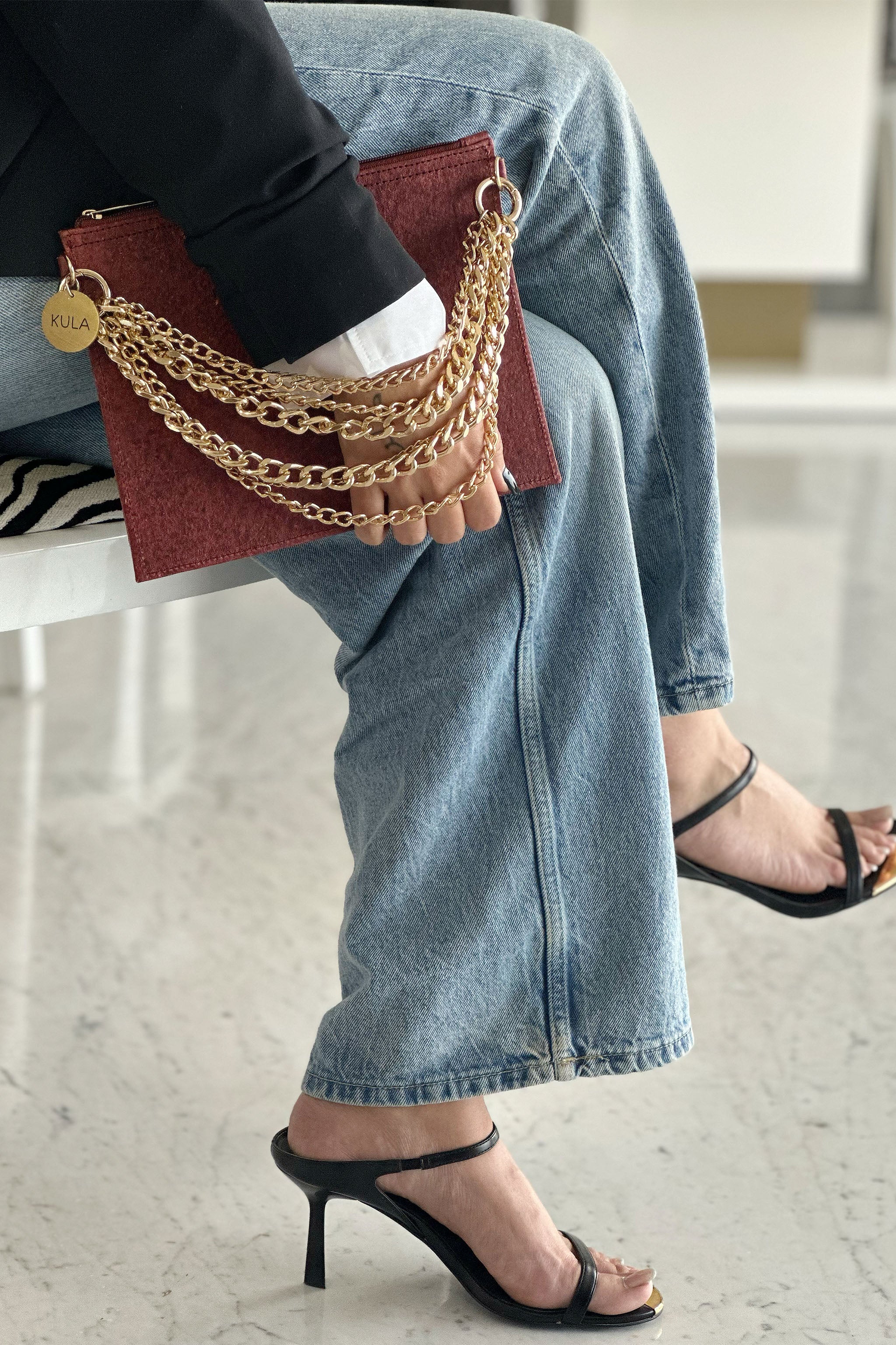 Rani Haar Vegan Handbag in Terracotta Red | Luxury Coconut Leather Bag by KULA