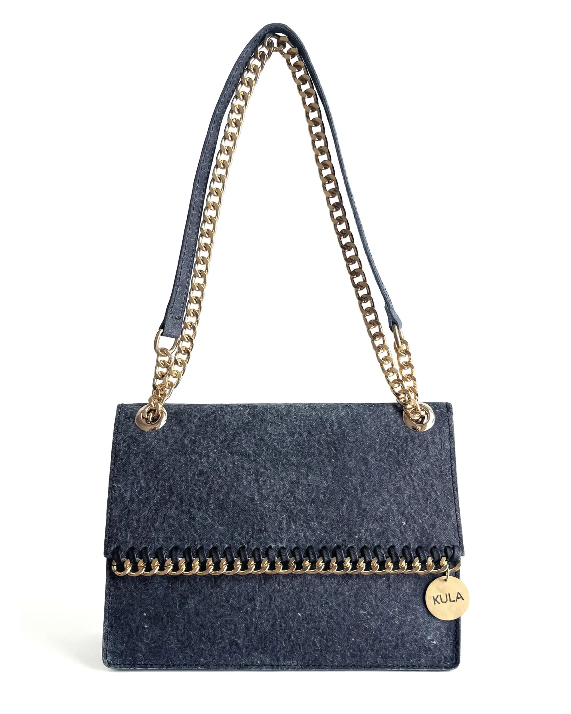 Jasmine Handbag in Ocean Blue | Plant-Based Drop chain Coconut Leather Handbag