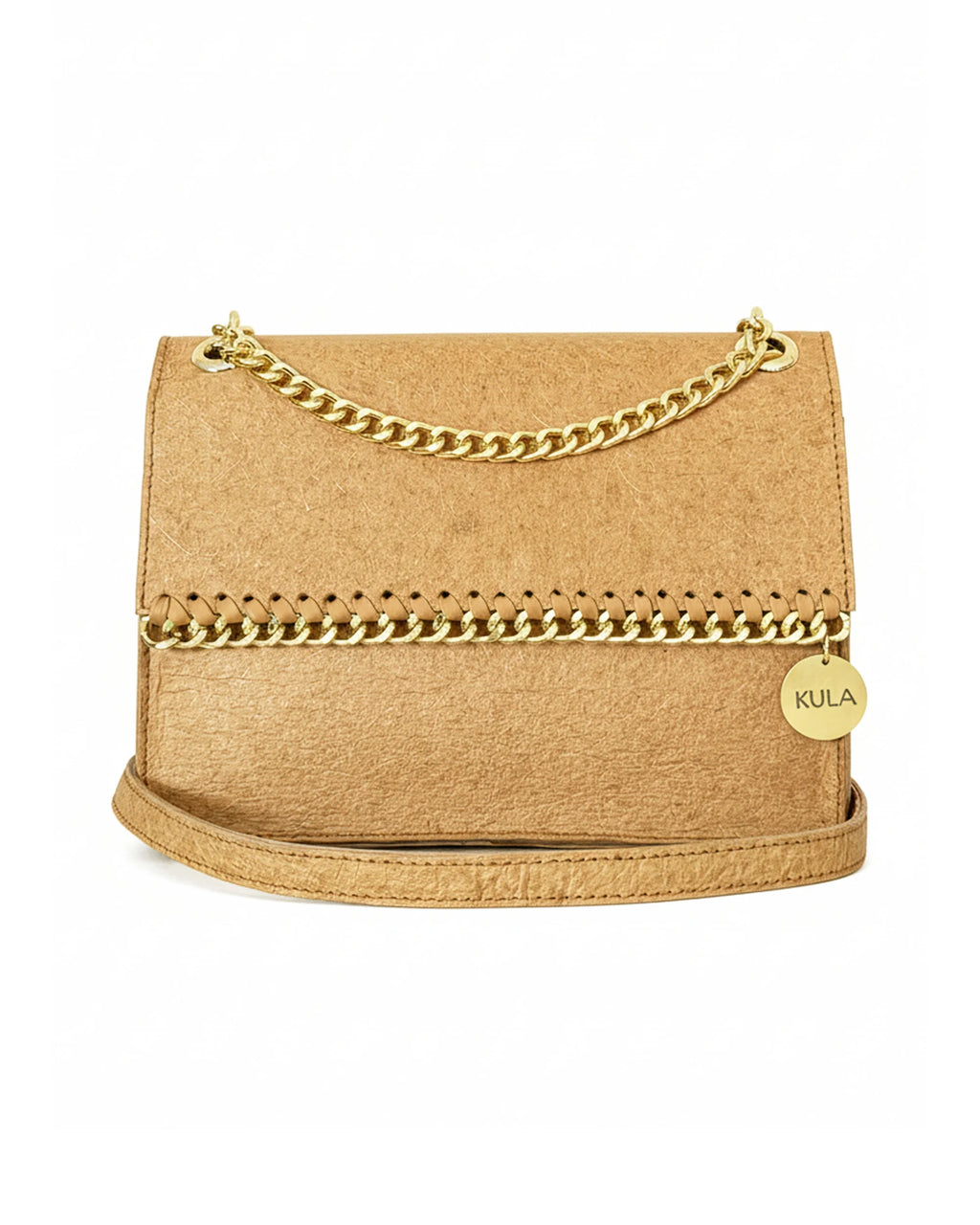 Jasmine Handbag in Desert Brown | Plant-Based Drop chain Coconut Leather Handbag