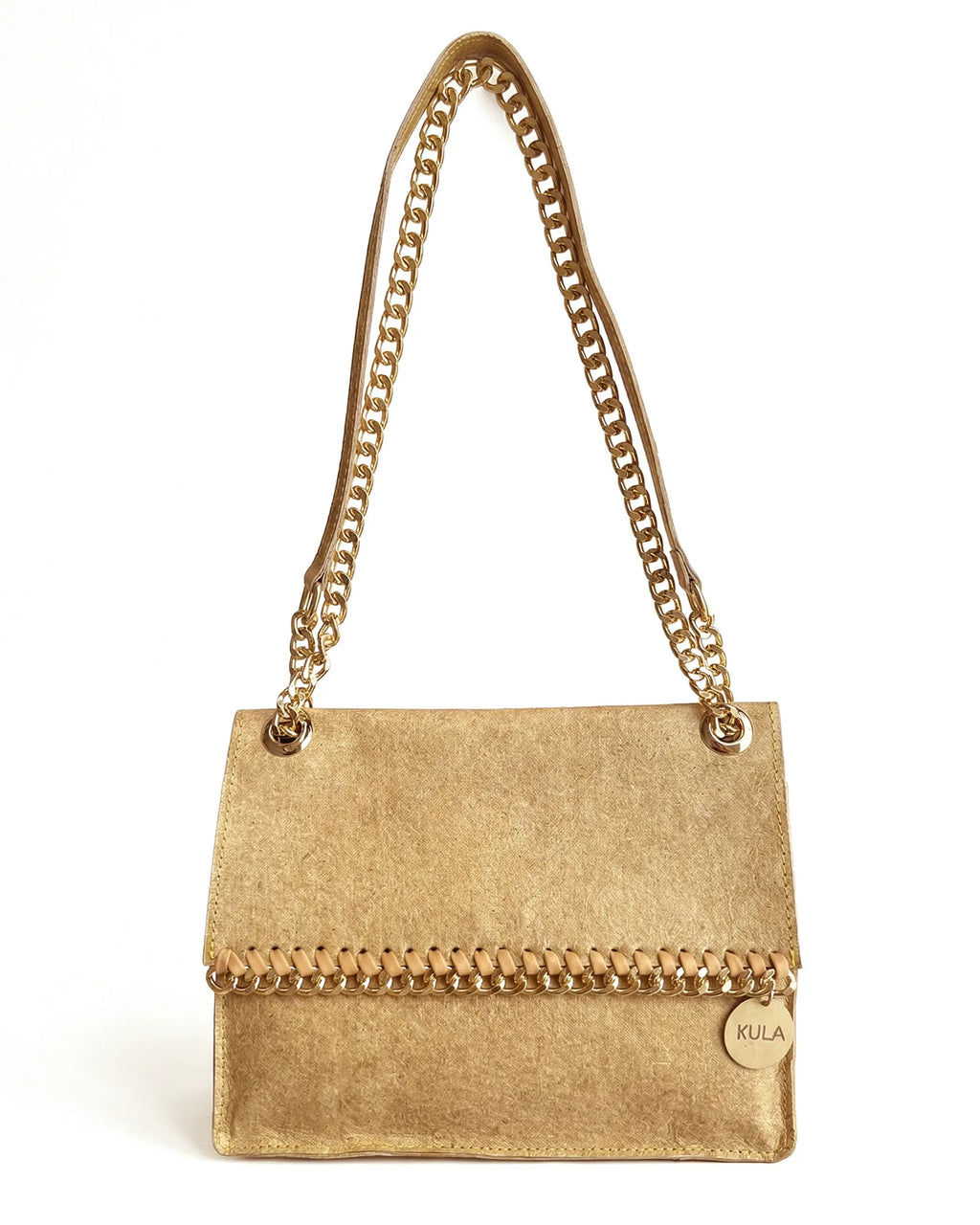 Jasmine Handbag in Desert Brown | Plant-Based Drop chain Coconut Leather Handbag