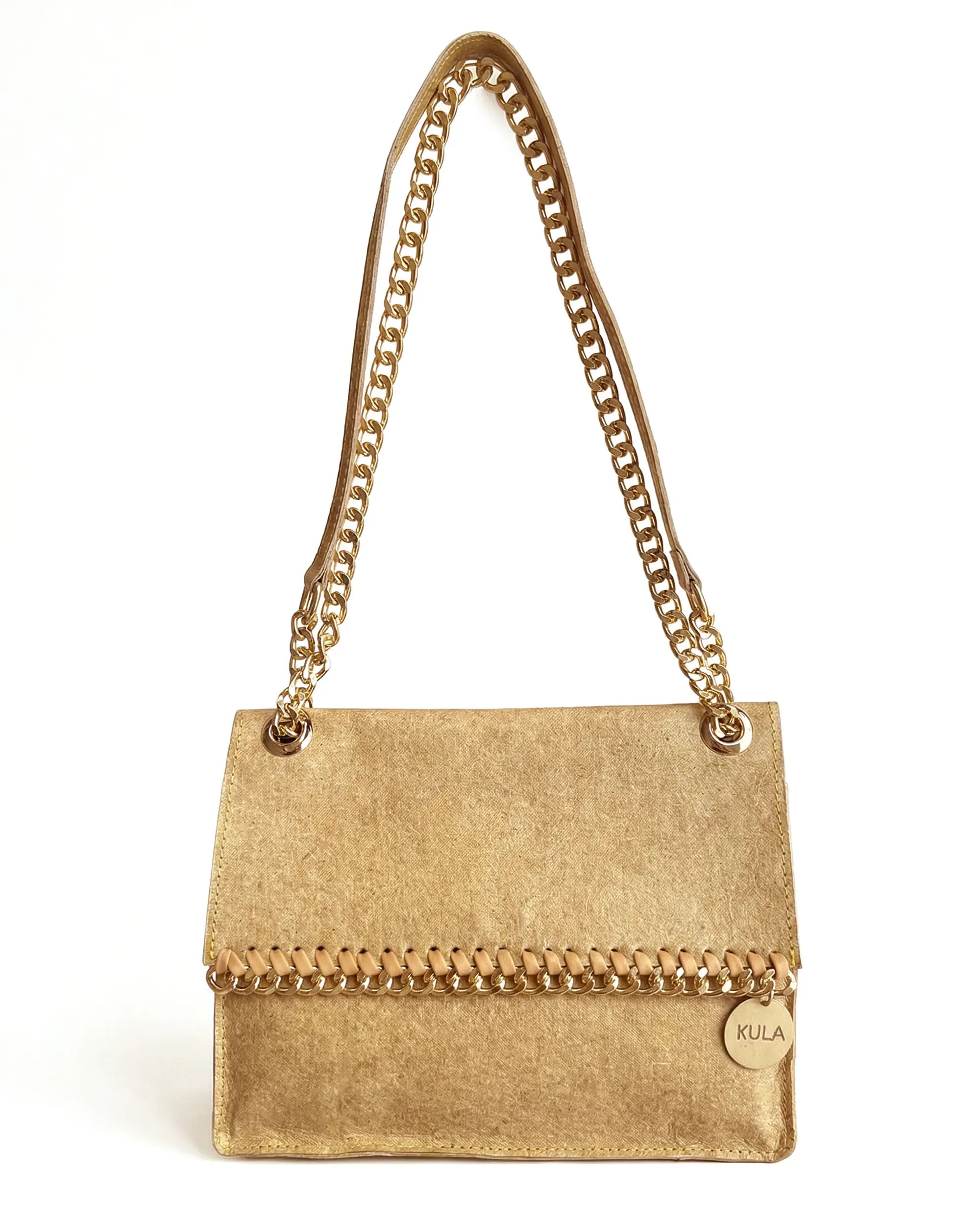 Jasmine Handbag in Desert Brown | Plant-Based Drop chain Coconut Leather Handbag