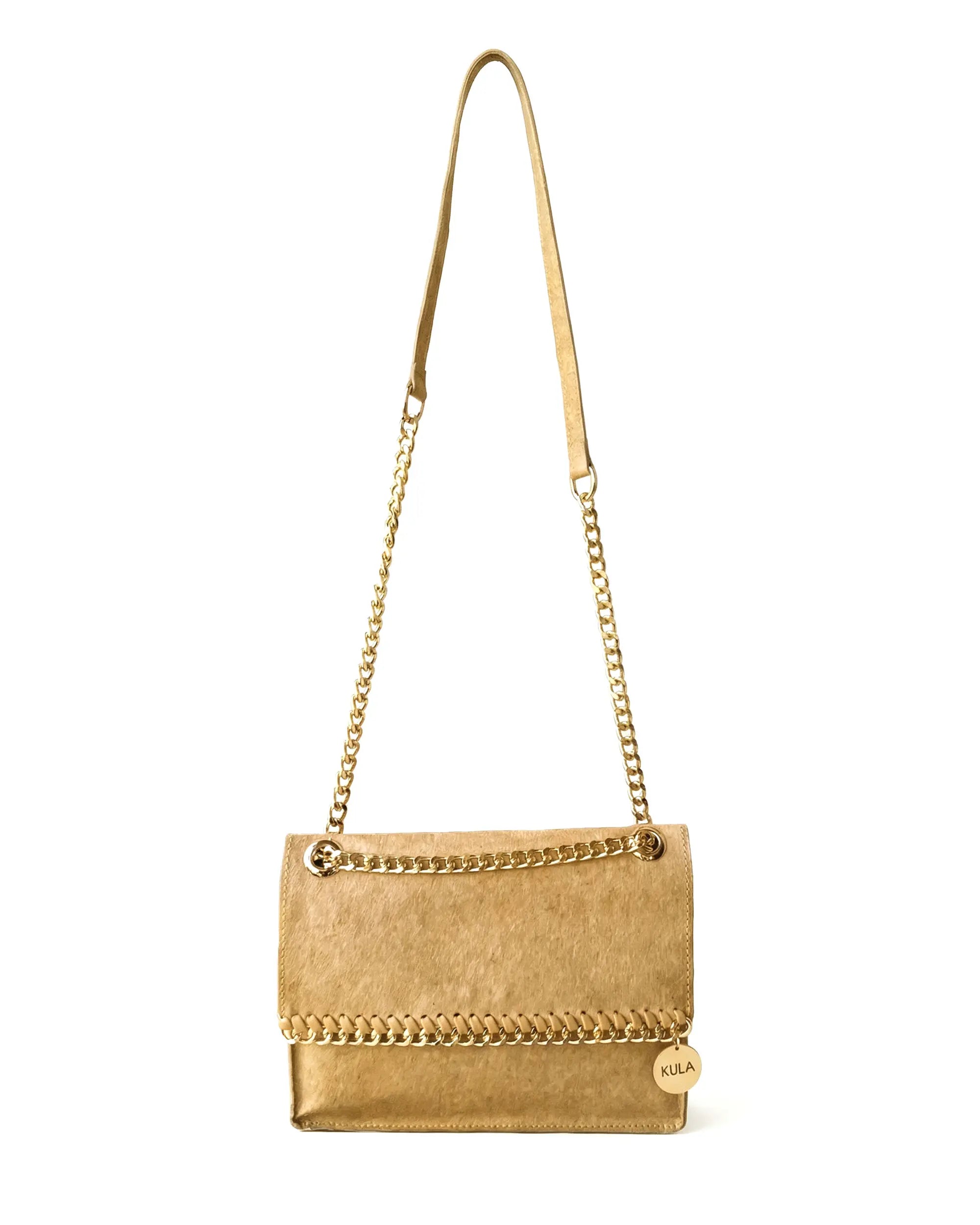 Jasmine Handbag in Desert Brown | Plant-Based Drop chain Coconut Leather Handbag
