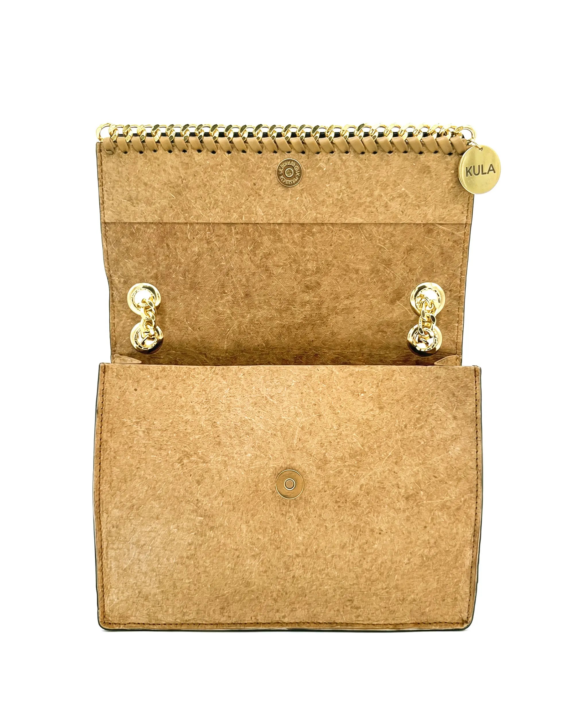 Jasmine Handbag in Desert Brown | Plant-Based Drop chain Coconut Leather Handbag