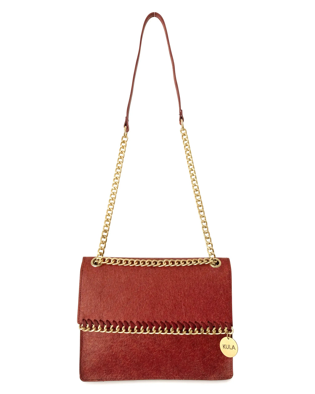 Jasmine Handbag in Terracotta Red | Plant-Based Drop chain Coconut Leather Handbag