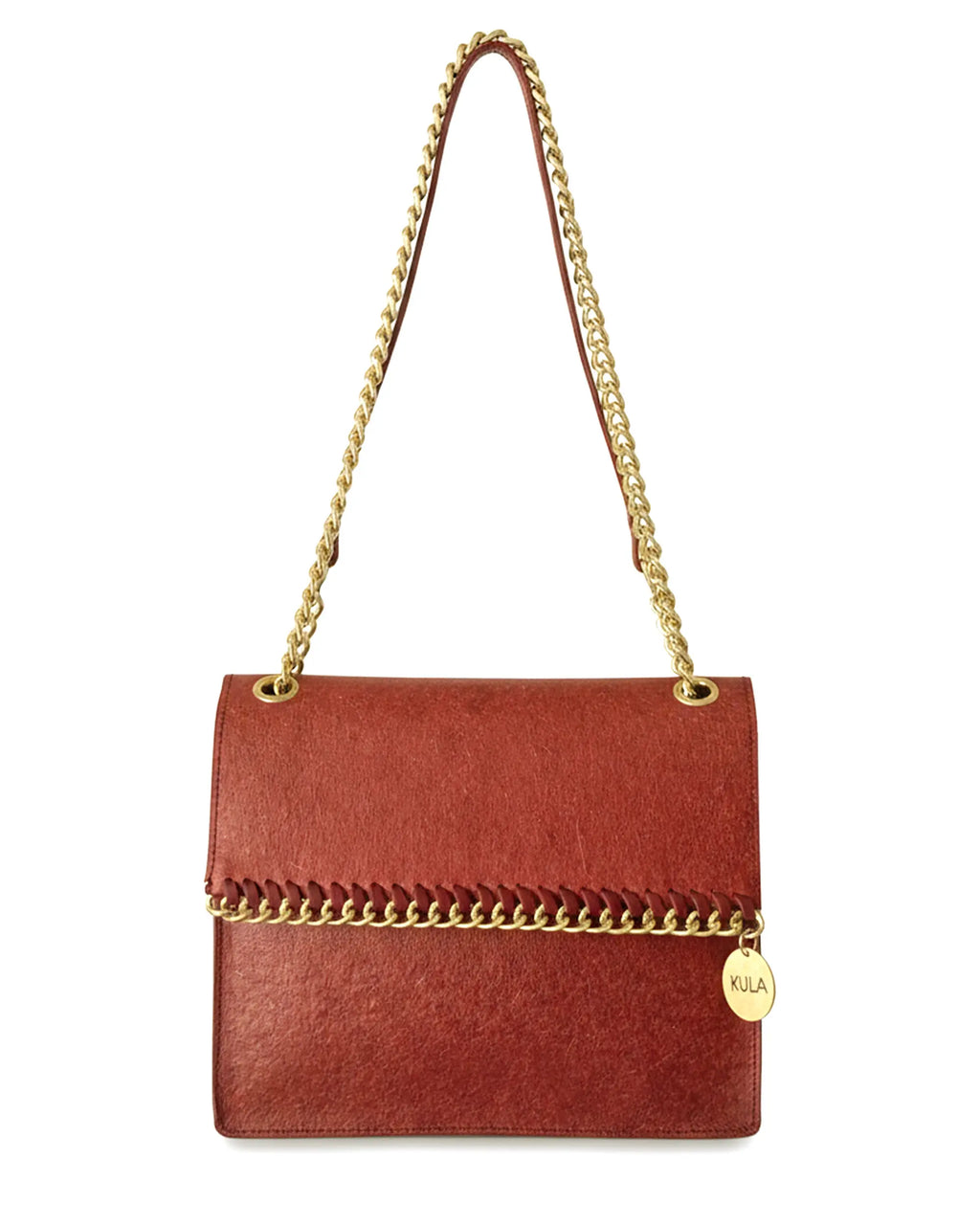 Jasmine Handbag in Terracotta Red | Plant-Based Drop chain Coconut Leather Handbag