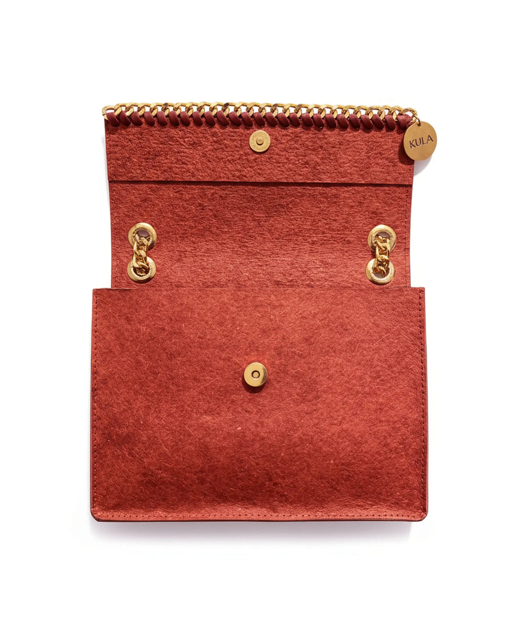 Jasmine Handbag in Terracotta Red | Plant-Based Drop chain Coconut Leather Handbag