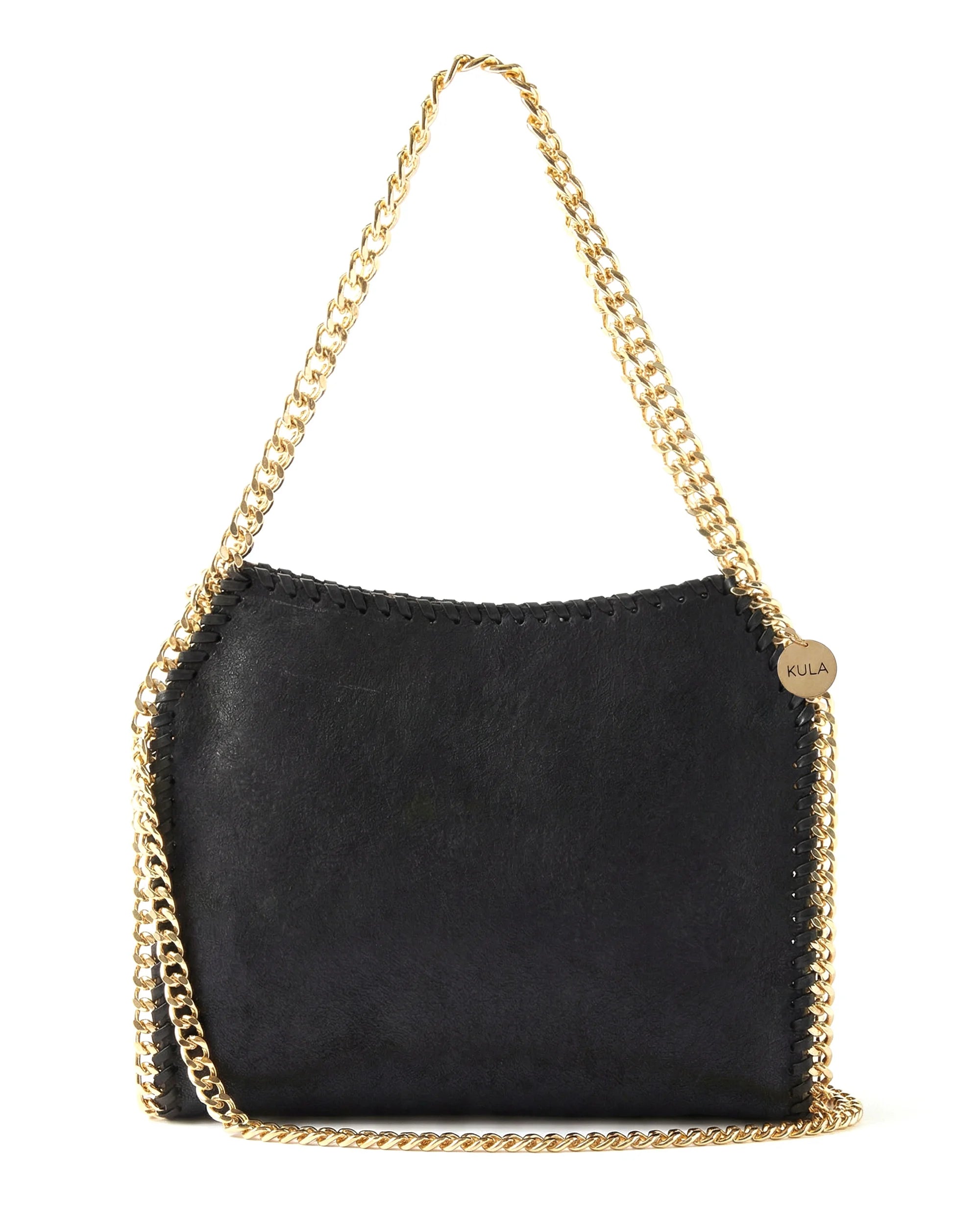 Cleopatra Vegan Chain handbag in Charcoal Black | Sustainable Coconut Leather by KULA
