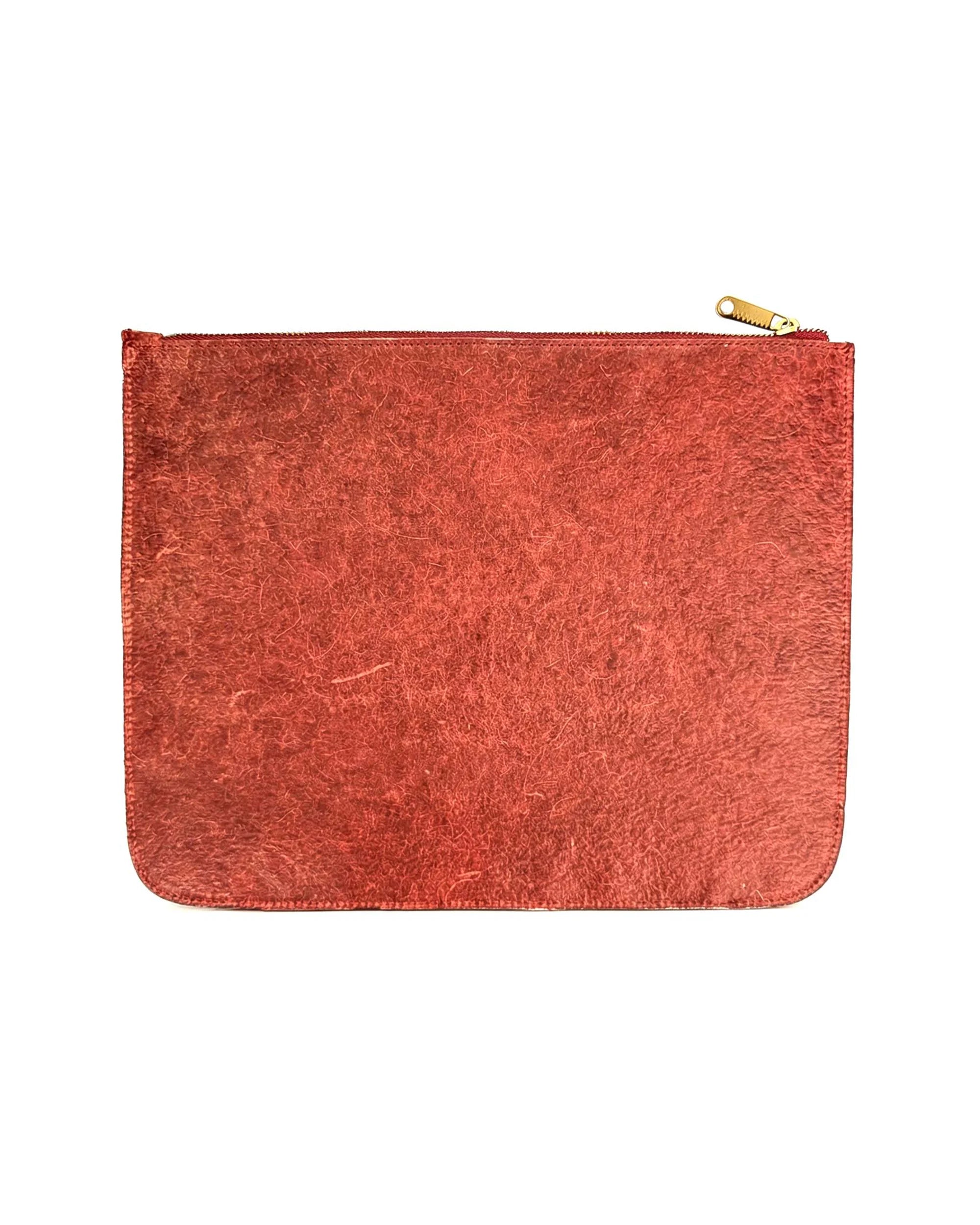Terracotta Red Plant Leather - 11 Inch Vegan Zipper iPad Sleeve