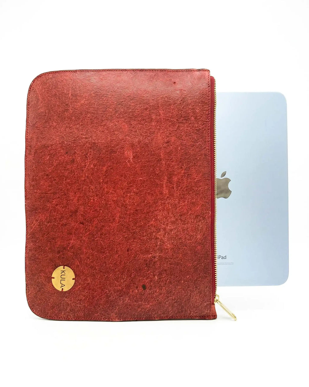 Terracotta Red Plant Leather - 11 Inch Vegan Zipper iPad Sleeve