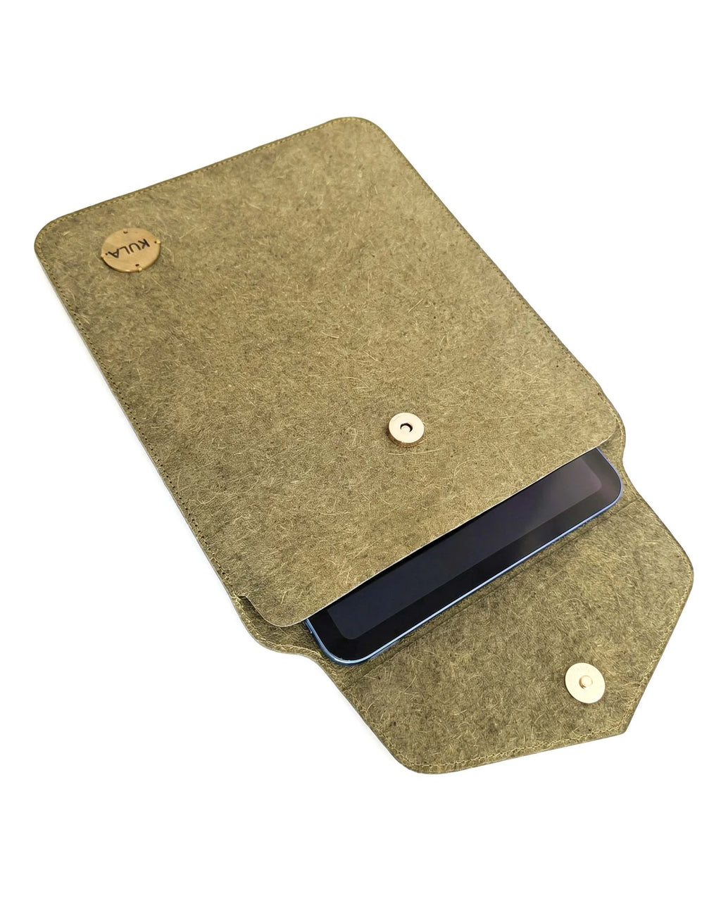Mountain Green Coconut Leather 11 Inch iPad Sleeve – Magnetic Flip Closure