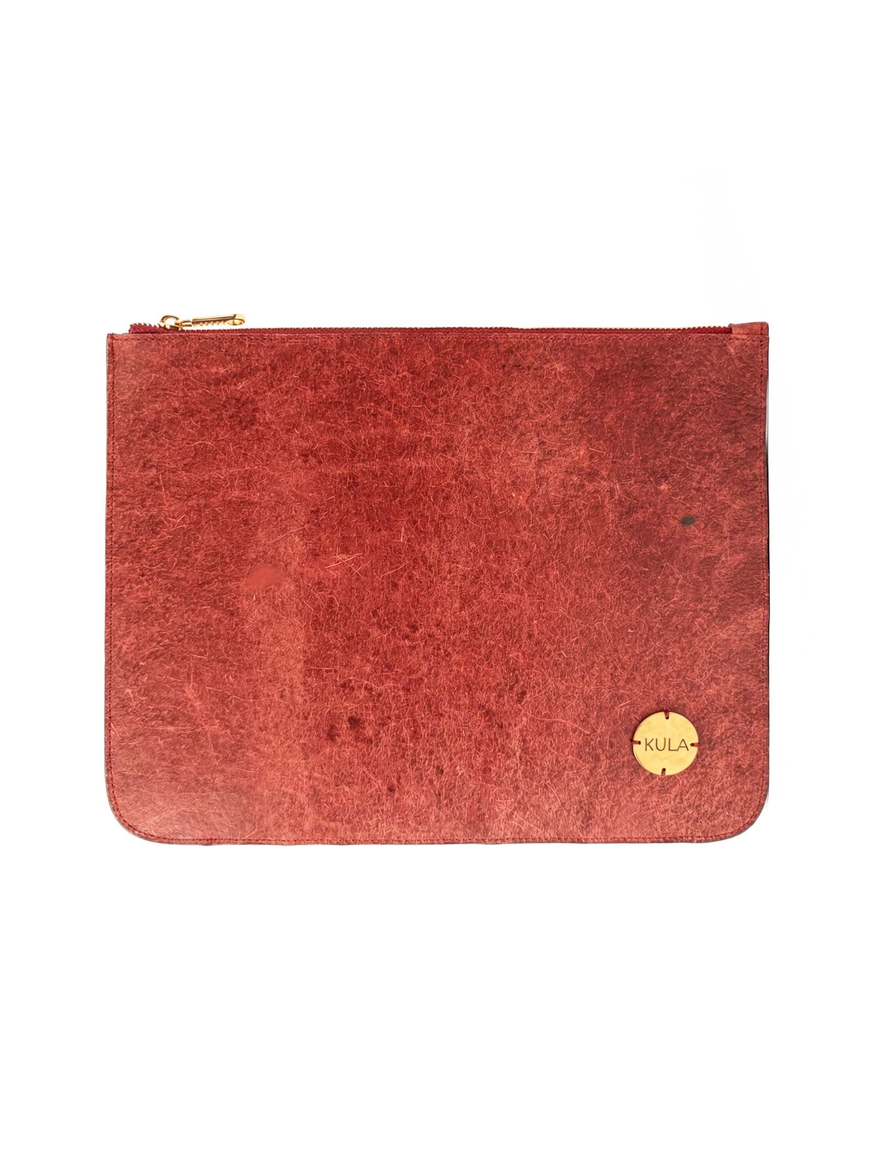 Terracotta Red Plant Leather - 11 Inch Vegan Zipper iPad Sleeve